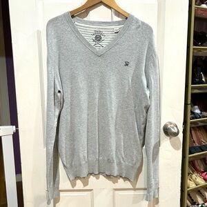 Diesel Tricot & Co. Men's V-Neck Sweater Heather Gray Lightweight Cozy Size XL